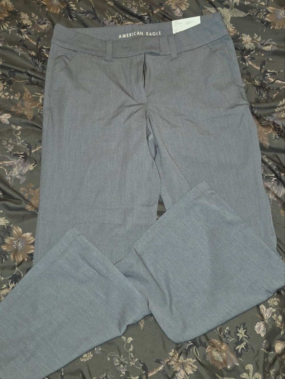 American Eagle Outfitters Gray Straight-Leg Dress Pants